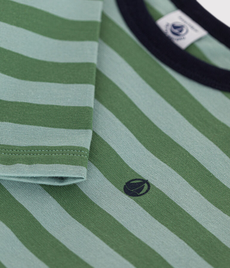 Camiseta de manga larga de punto fino para ni&ntilde;o verde/verde