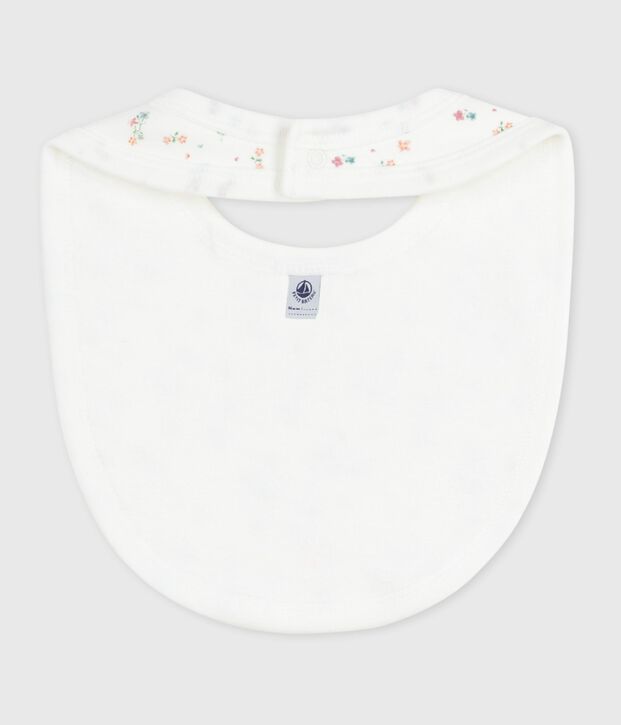 Babero de algod&oacute;n con estampado de flores para reci&eacute;n nacido blanco/multicolor