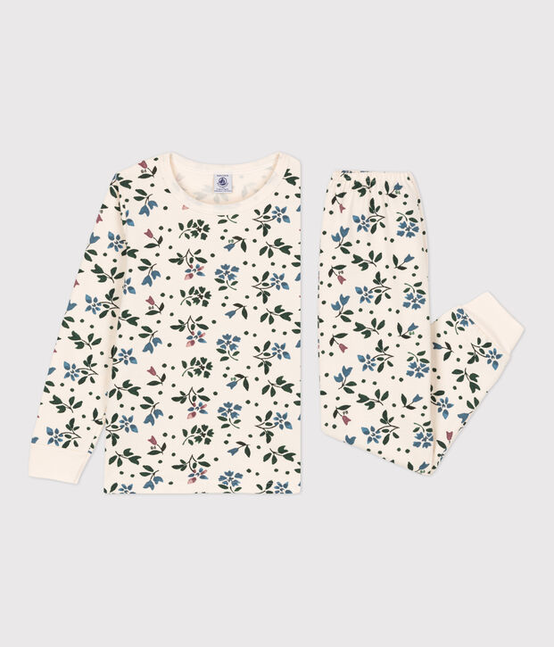 Pijama de felpa con flor para ni&ntilde;a crudo/multicolor
