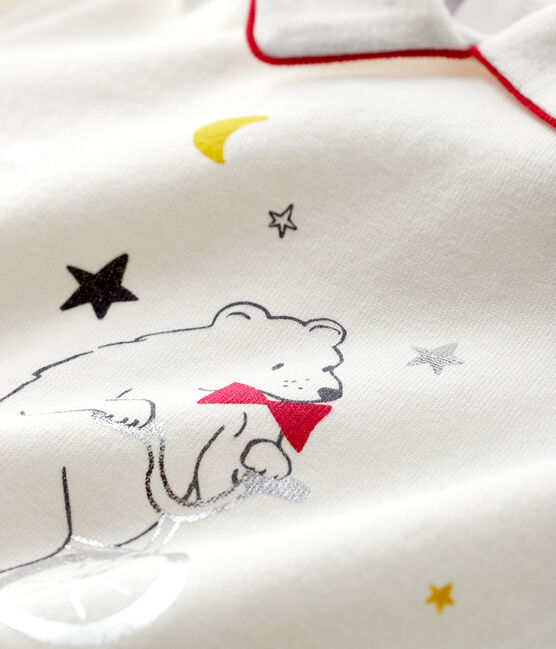 Camiseta con cuello de polo para bebé niño blanco MARSHMALLOW