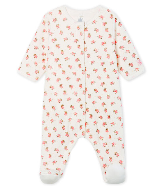 Bodyjama para bebé de niña de terciopelo blanco MARSHMALLOW/blanco MULTICO
