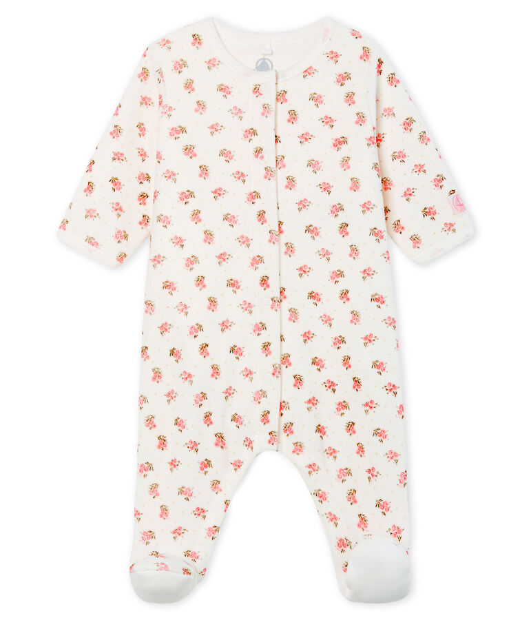 Bodyjama para beb&eacute; de ni&ntilde;a de terciopelo blanco/multicolor