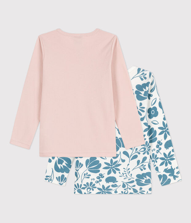 Juego de 2 camisetas de algod&oacute;n de manga larga con flores para ni&ntilde;a multicolor