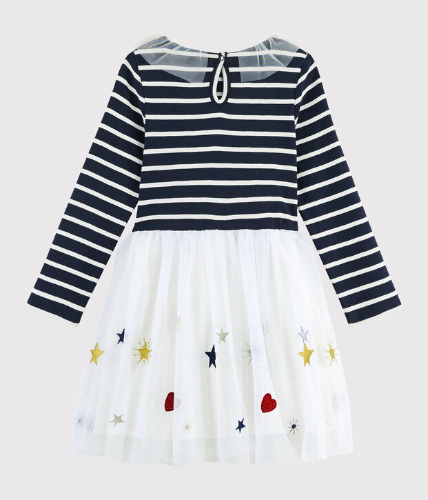 Vestido de manga larga para ni&ntilde;a azul/multicolor