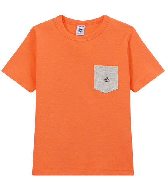 Camiseta con bolsillo en el pecho para niño naranja ORIENT