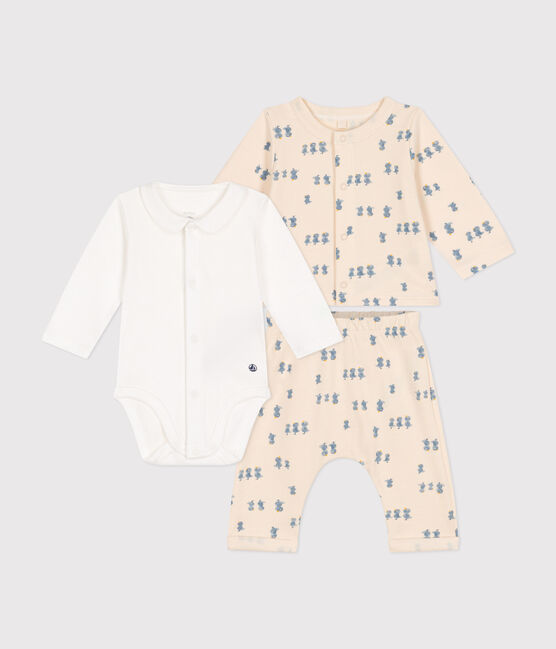 Conjunto de 3 piezas de felpa para bebé blanco AVALANCHE/ MULTICO