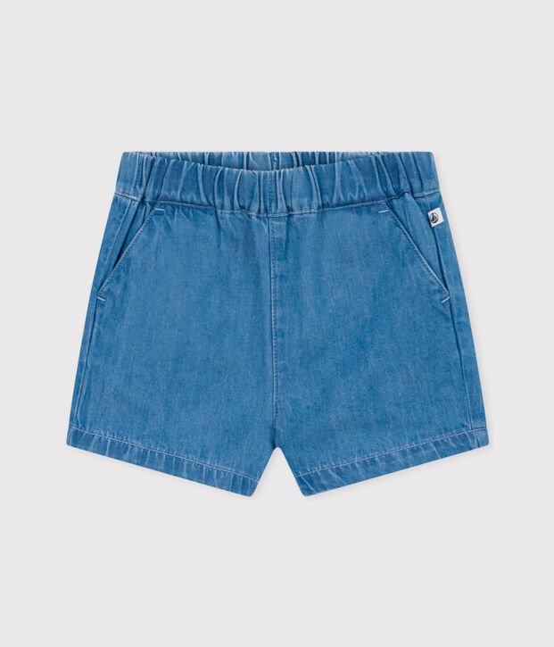 Shorts de tejido vaquero ligero para beb&eacute; azul