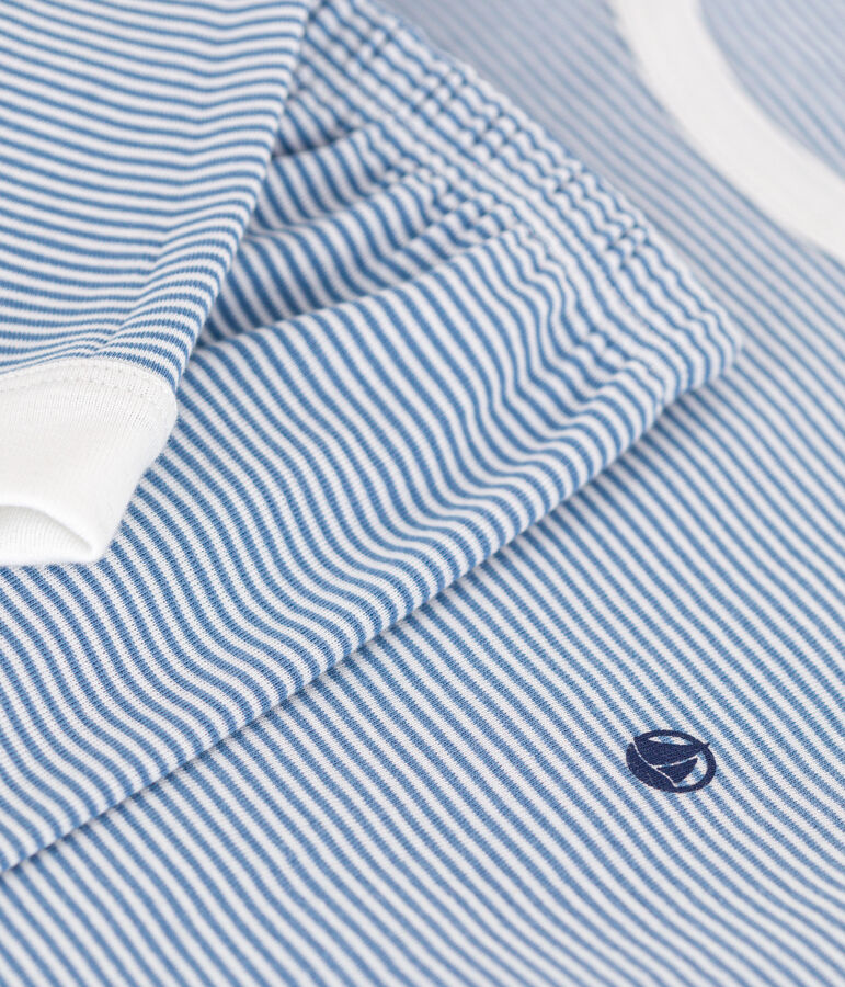 Pijama de algod&oacute;n a rayas j&uacute;nior azul/blanco