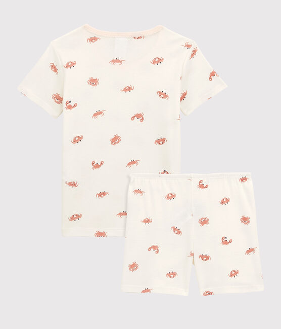 Pijama corto con cangrejos de algodón de niña blanco MARSHMALLOW/blanco MULTICO