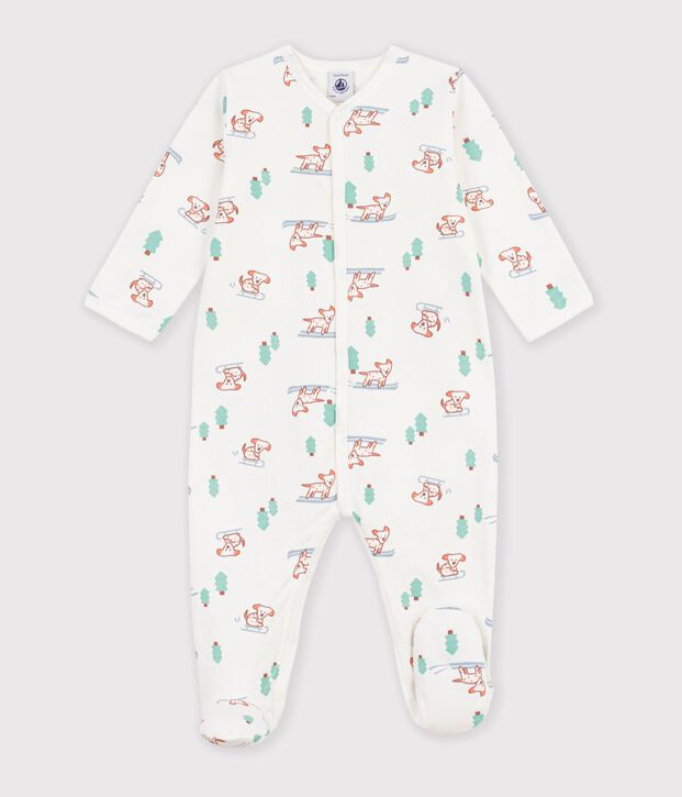 Pijama de mulet&oacute;n con estampado de perro para beb&eacute; blanco/multicolor