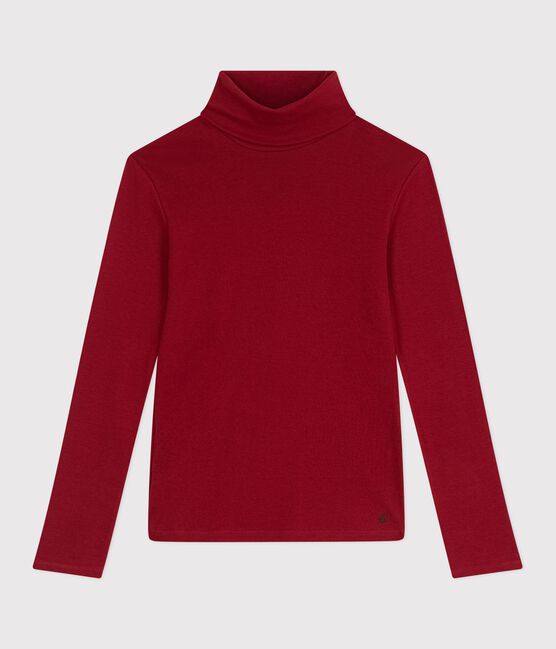 Camiseta de cuello alto Icónica de algodón para mujer rojo AMARANTE