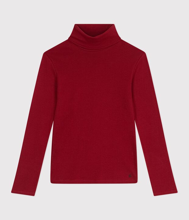 Camiseta de cuello alto Ic&oacute;nica de algod&oacute;n para mujer rojo
