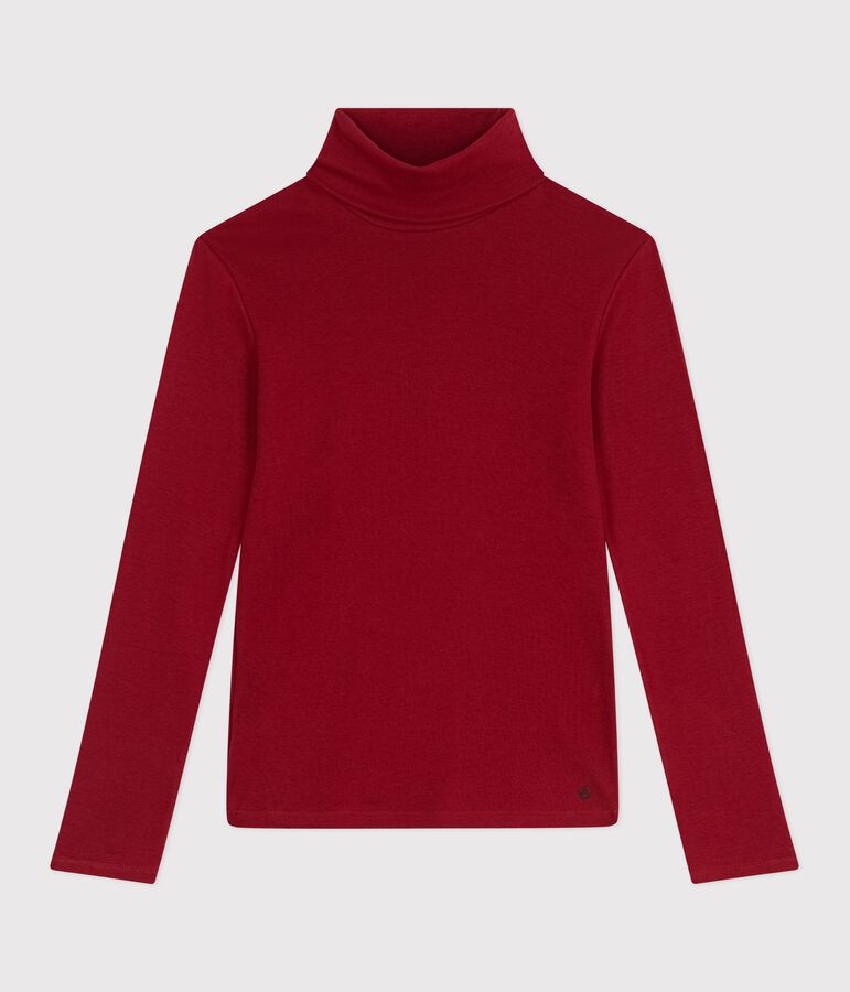 Camiseta de cuello alto Ic&oacute;nica de algod&oacute;n para mujer rojo