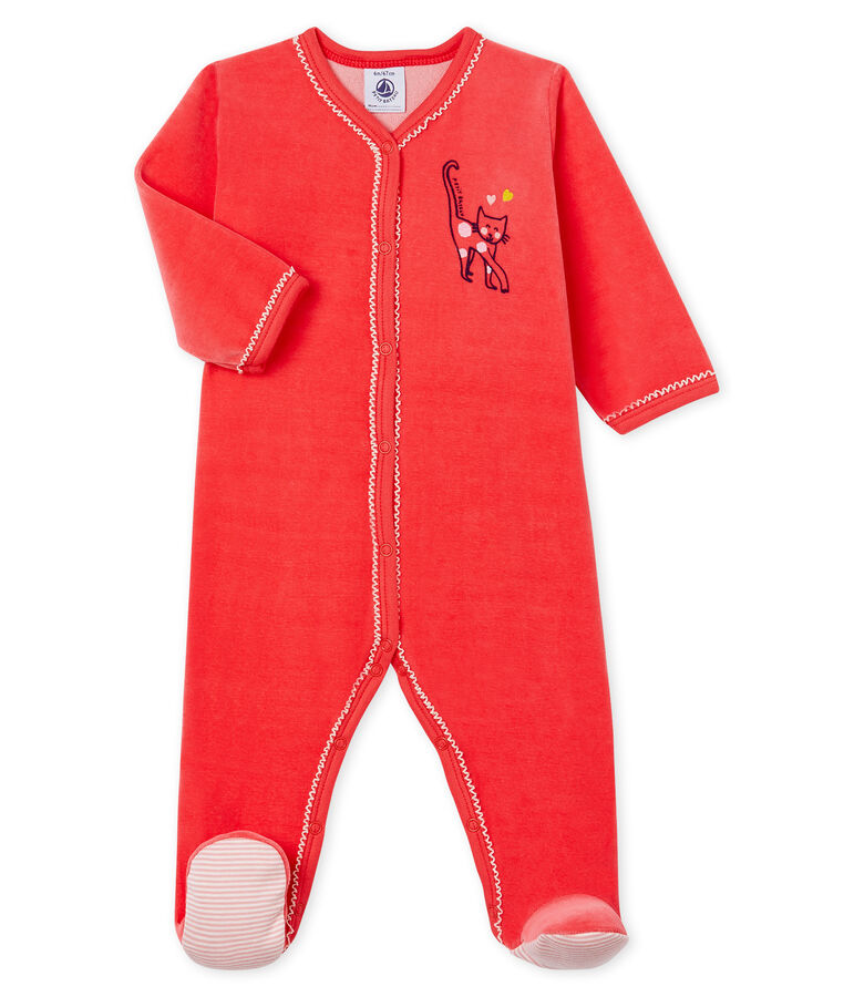 Pijama de terciopelo para beb&eacute; ni&ntilde;a rojo