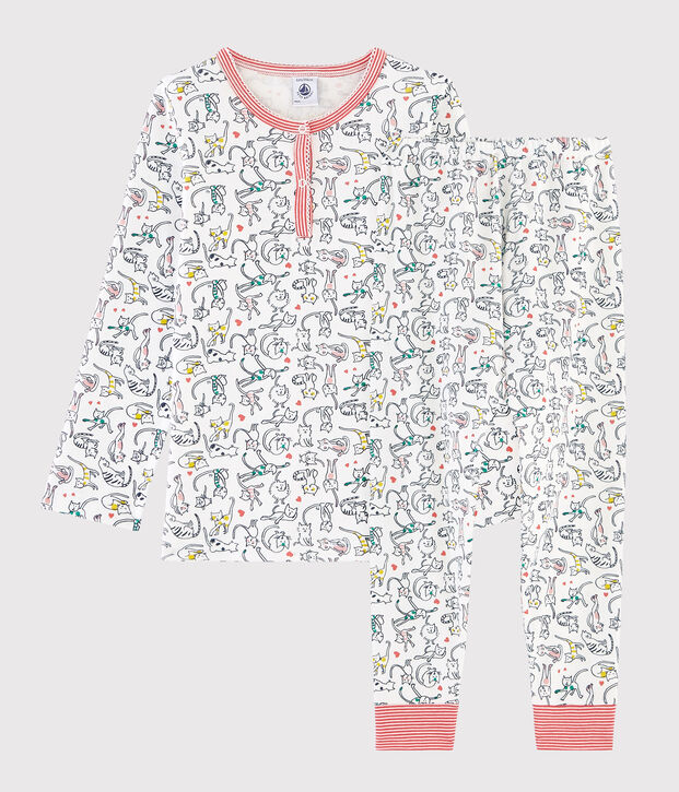 Pijama de punto blanco/multicolor