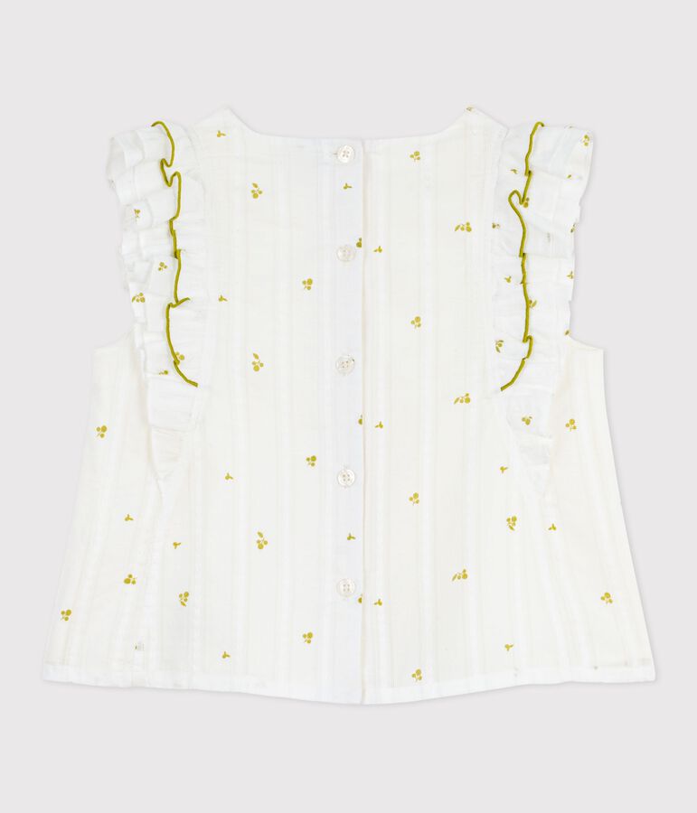 Blusa infantil sin mangas de algod&oacute;n con estampado de flores verde/verde