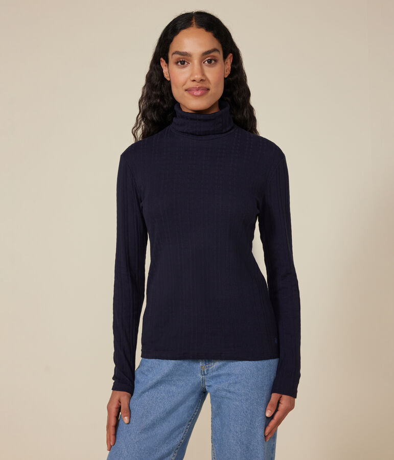 Camiseta Iconique de cuello vuelto de punto de fantas&iacute;a para mujer azul