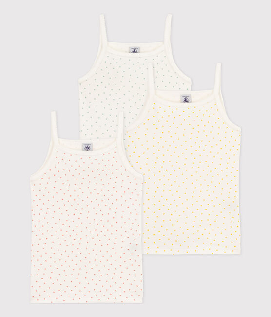 Juego de 3 camisetas de tirantes de algodón con corazoncitos para niña variante 1