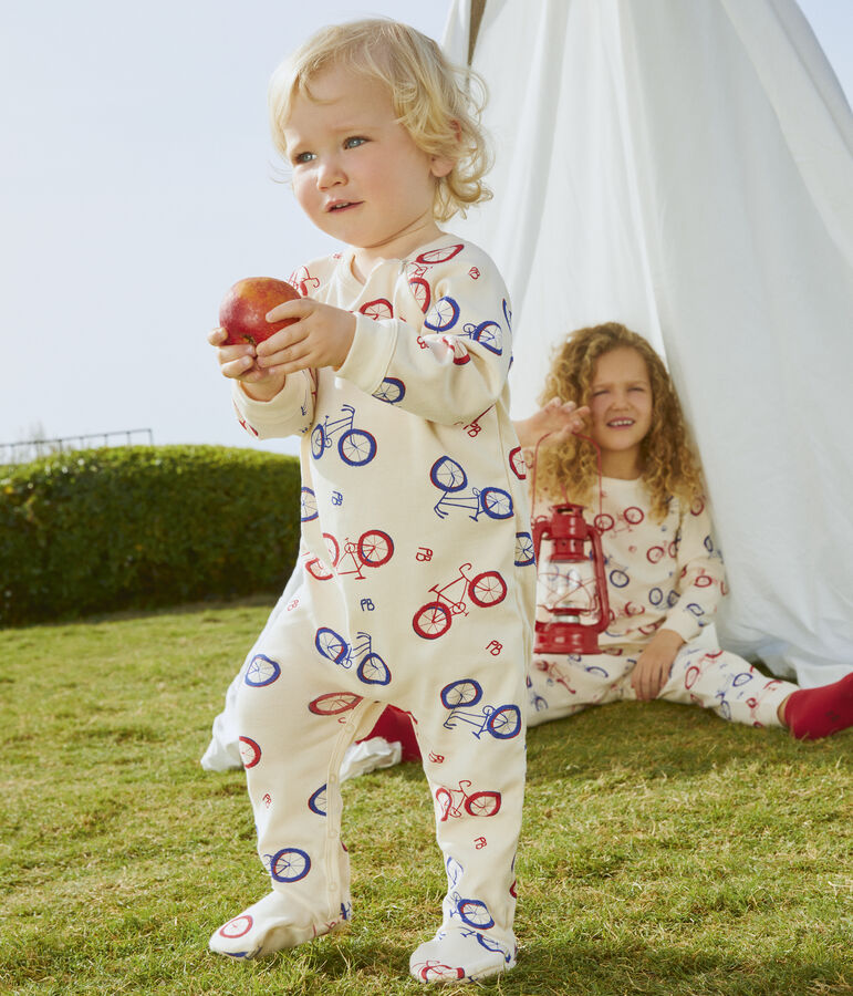 Pelele de algod&oacute;n con motivo de bicicleta para beb&eacute; crudo/multicolor