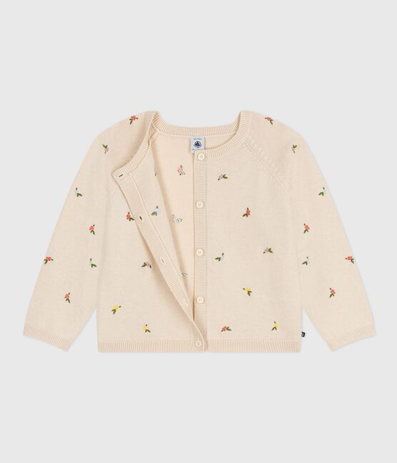 Cárdigan infantil de lana y algodón con estampados bordados blanco AVALANCHE/ MULTICO