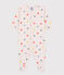 Pijama enterizo de corazones de colores de bebé niña en terciopelo rosa FLEUR/blanco MULTICO