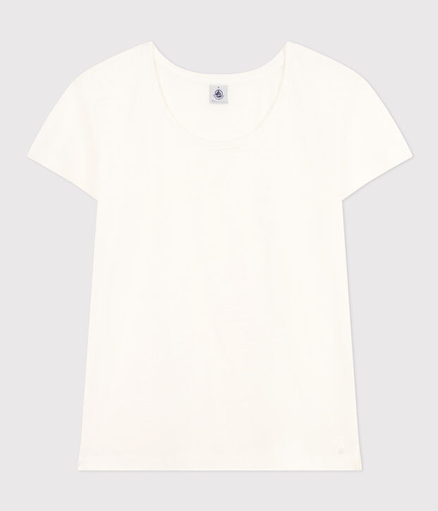 Camiseta LA RECTA de algod&oacute;n con cuello redondo para mujer blanco