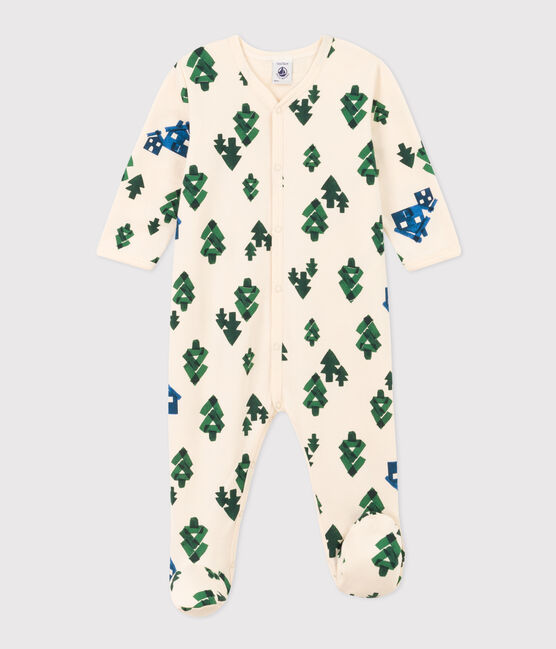 Pijama de felpa con abetos para bebé blanco AVALANCHE/ MULTICO
