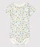 Bodi de bebé con cuello isabelino y estampado floral de algodón blanco MARSHMALLOW/blanco MULTICO