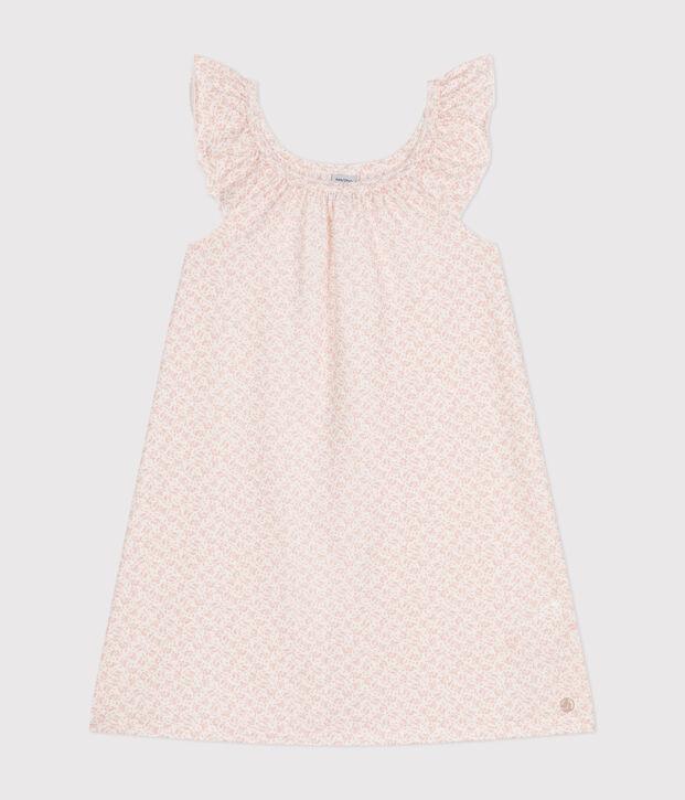 Camis&oacute;n de algod&oacute;n infantil con motivo de flores blanco/rosa