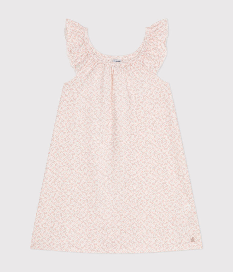 Camis&oacute;n de algod&oacute;n infantil con motivo de flores blanco/rosa