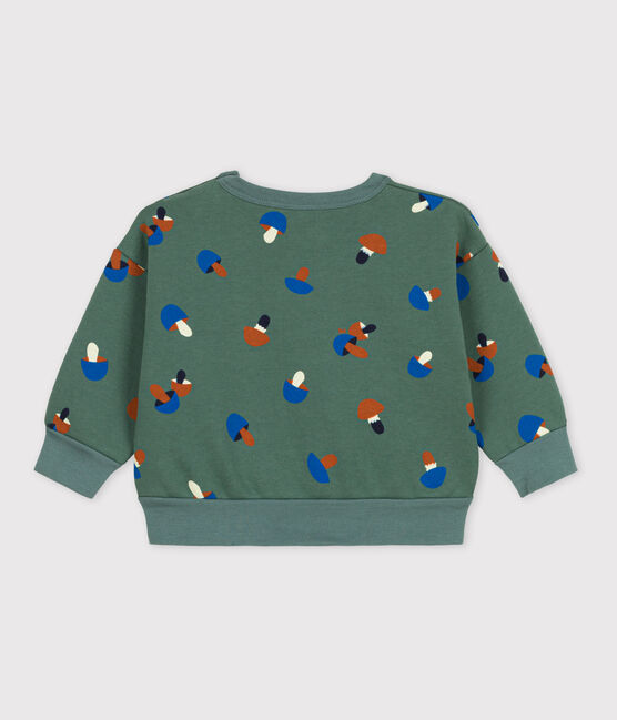 Sudadera de algodón con estampado de setas para bebé verde VALLEE/crudo MULTICO