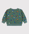 Sudadera de algodón con estampado de setas para bebé verde VALLEE/crudo MULTICO