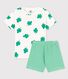 Pijama corto de algodón orgánico con motivo de hojas de palmera para niño