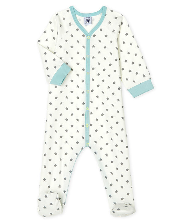 Pijama de punto para beb&eacute; de ni&ntilde;o blanco/gris