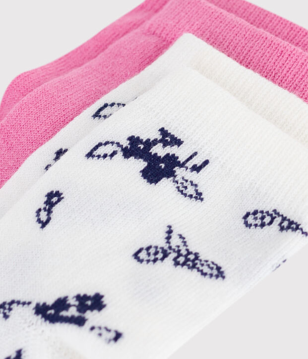 2 pares de calcetines de algod&oacute;n con estampado de flores para beb&eacute; multicolor