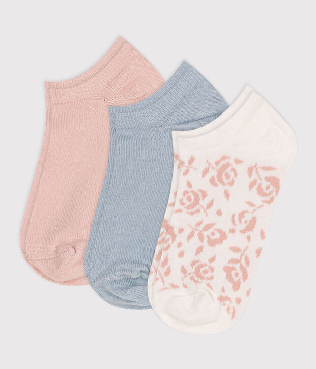 3 pares de calcetines infantiles de algod&oacute;n con flores multicolor