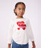 Camiseta infantil de manga larga con estampado de coraz&oacute;n blanco