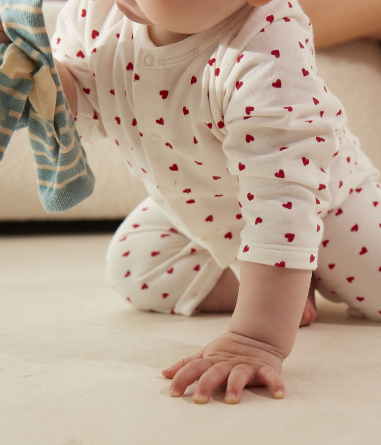Conjunto de algod&oacute;n estampado para beb&eacute; blanco/rojo