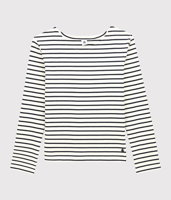 Jersey marinero de algodón de mujer blanco MARSHMALLOW/azul SMOKING