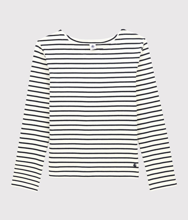 Jersey marinero de algod&oacute;n de mujer blanco/azul