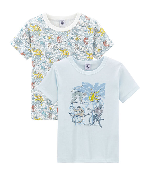 Par de camisetas manga corta de algod&oacute;n infantiles para ni&ntilde;o multicolor