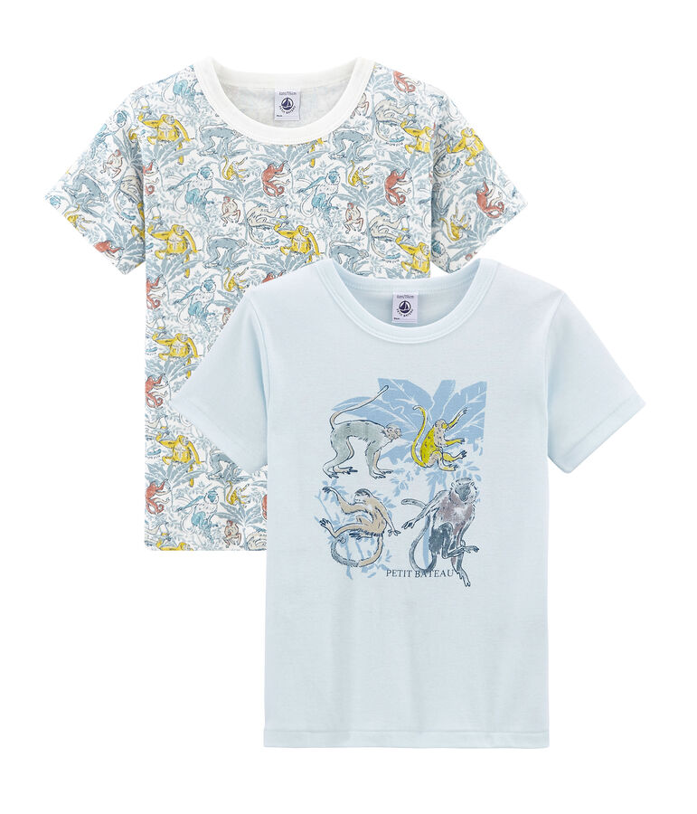 Par de camisetas manga corta de algod&oacute;n infantiles para ni&ntilde;o multicolor