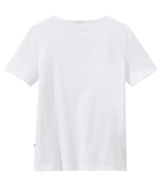 Camiseta en jersey ligero con cuello en pico para mujer blanco ECUME