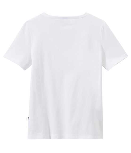 Camiseta en jersey ligero con cuello en pico para mujer blanco ECUME