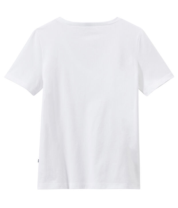 Camiseta en jersey ligero con cuello en pico para mujer blanco