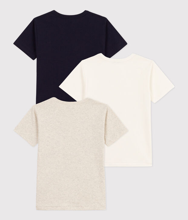 Juego de 3 camisetas lisas de algod&oacute;n de manga corta para ni&ntilde;o multicolor