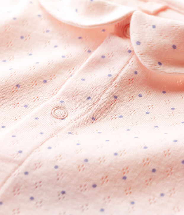 Body de manga corta con cuello rosa de beb&eacute; ni&ntilde;a de algod&oacute;n ecol&oacute;gico rosa/azul
