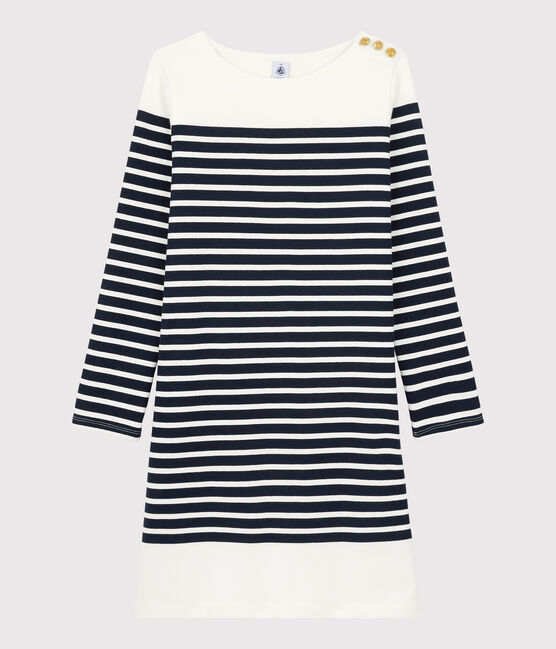 Vestido marinero de mujer azul SMOKING/blanco MARSHMALLOW