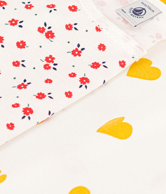 Juego de 2 pijamas de algodón con corazones y flores para niña variante 1