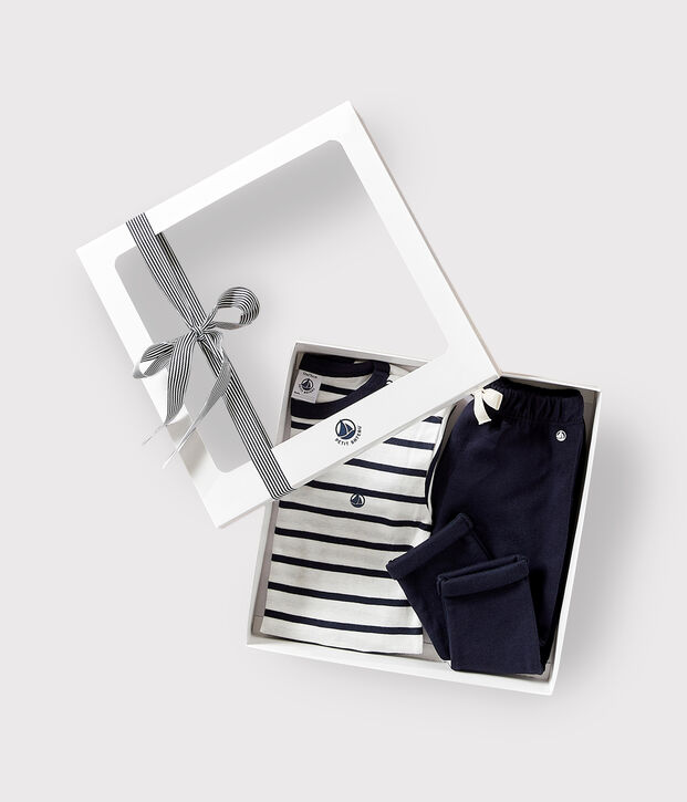 Estuche regalo para beb&eacute; con camiseta y pantal&oacute;n multicolor